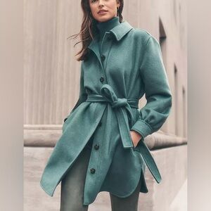 NWT Ann Taylor Shacket Coat Jacket Wool Blend Small Green